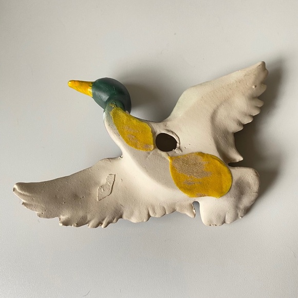 Vintage Mallard Duck in Flight: Bisque Porcelain, Hangable, MCM - Picture 3 of 15